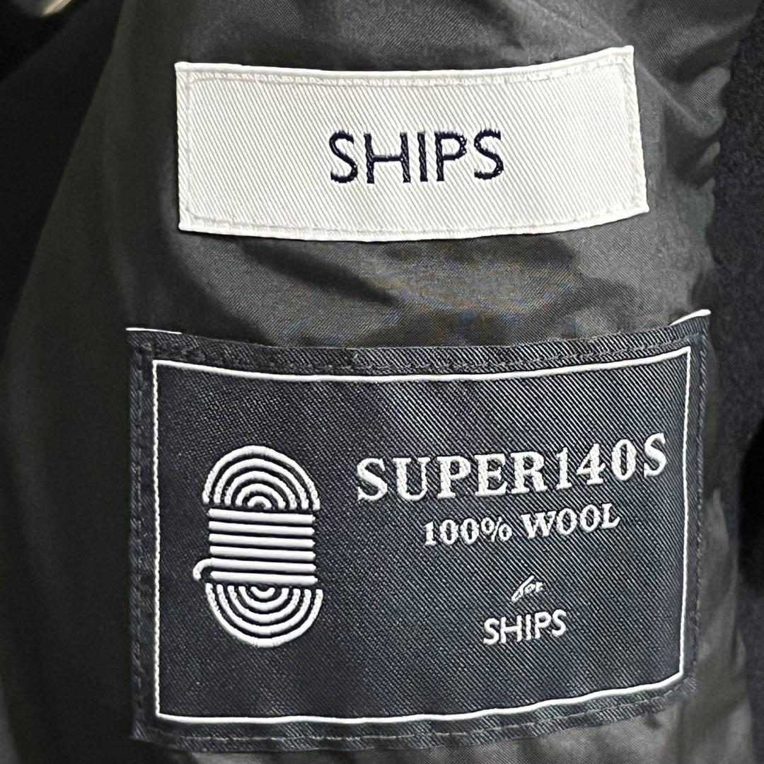 『SHIPS シップス』スーパー140s メルトンPコート ネイビー L ドレス