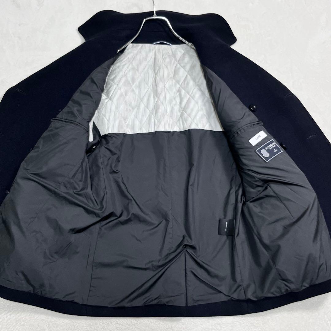 『SHIPS シップス』スーパー140s メルトンPコート ネイビー L ドレス