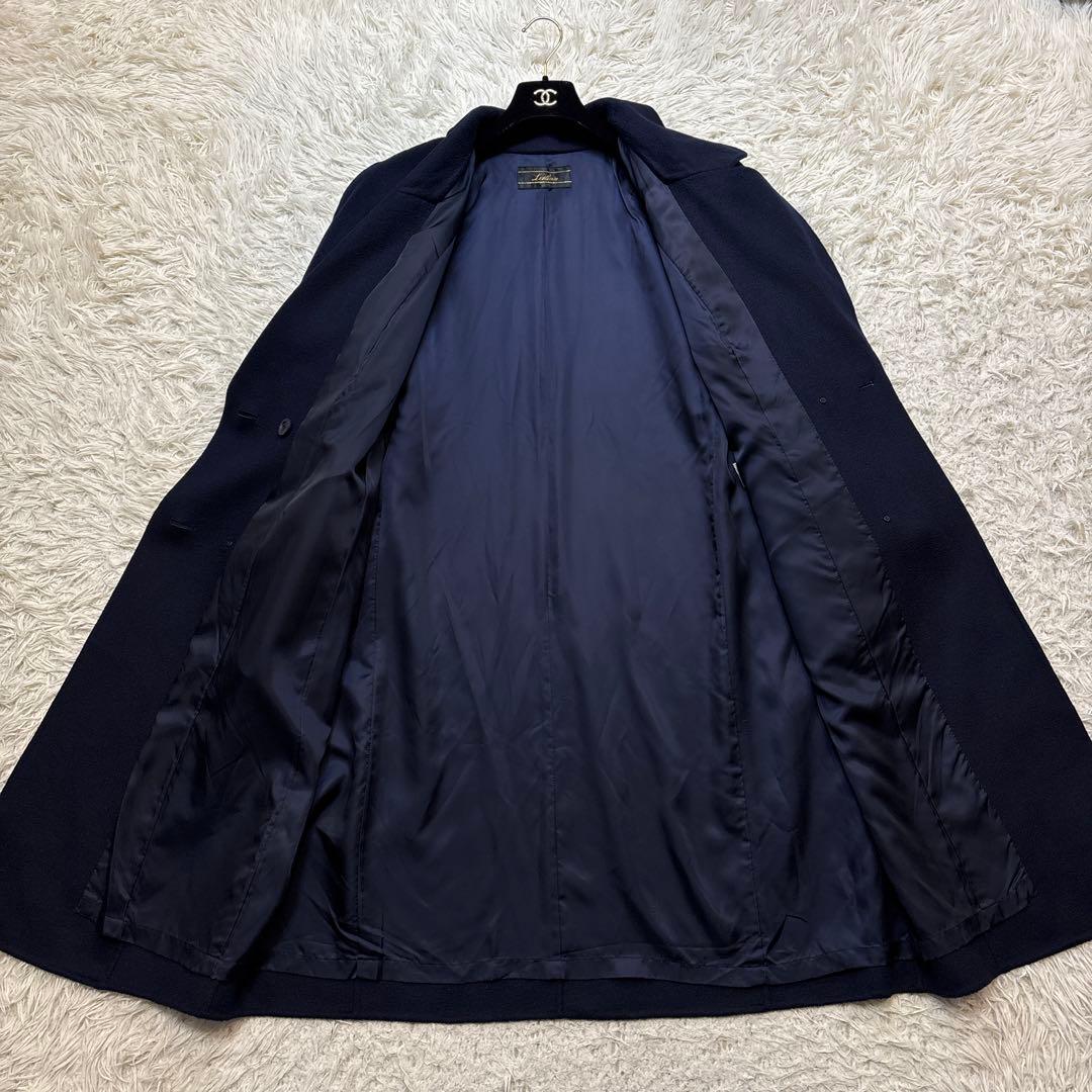超美品☆未使用級【レリアン】カシミヤ100% 紺　ダブルチェスター　13 XL