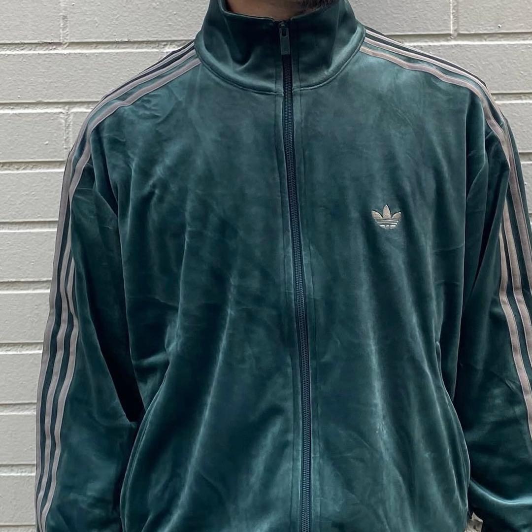 新品XL⭐️adidas ファイヤーバード ベロア トラックトップ グリーン