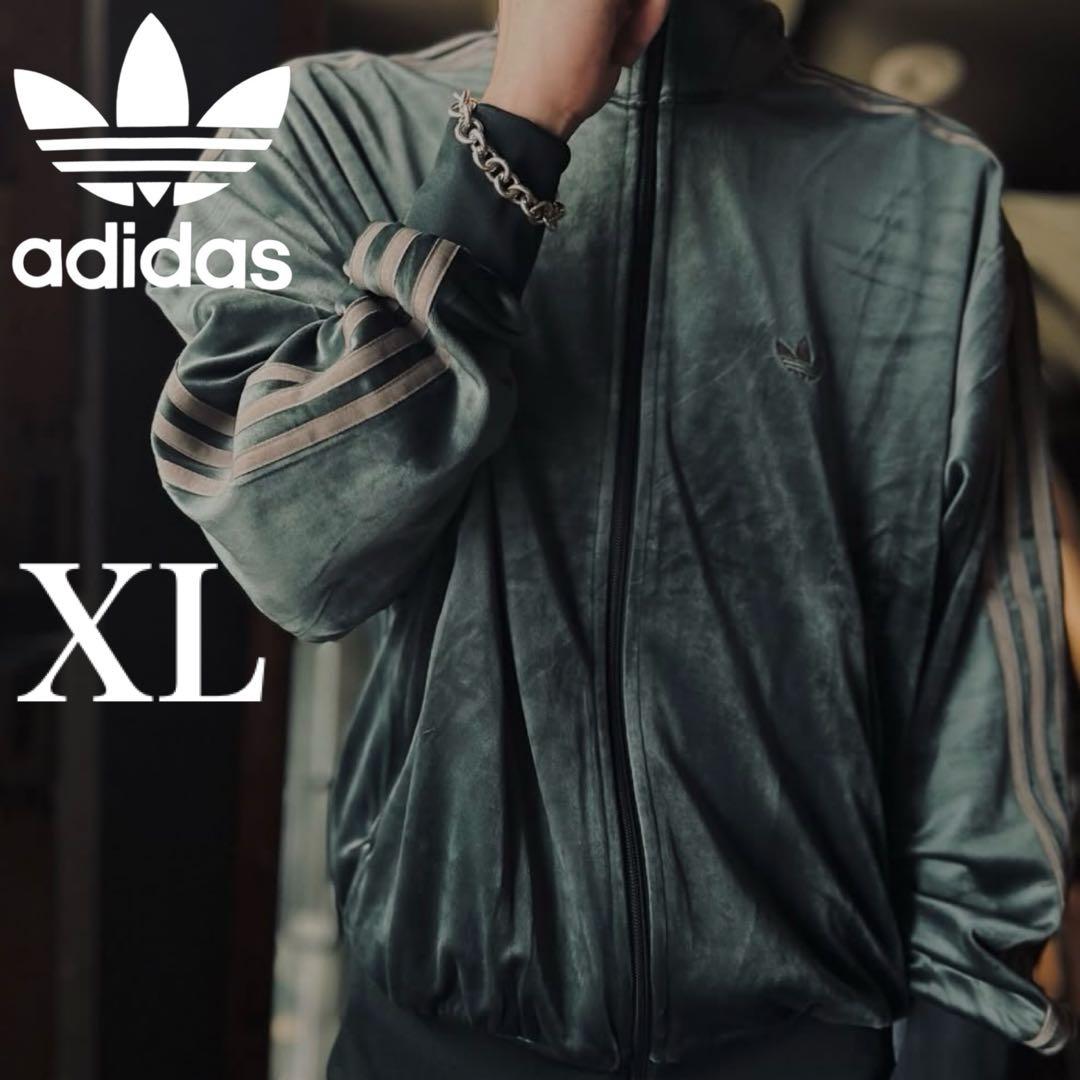 新品XL⭐️adidas ファイヤーバード ベロア トラックトップ グリーン