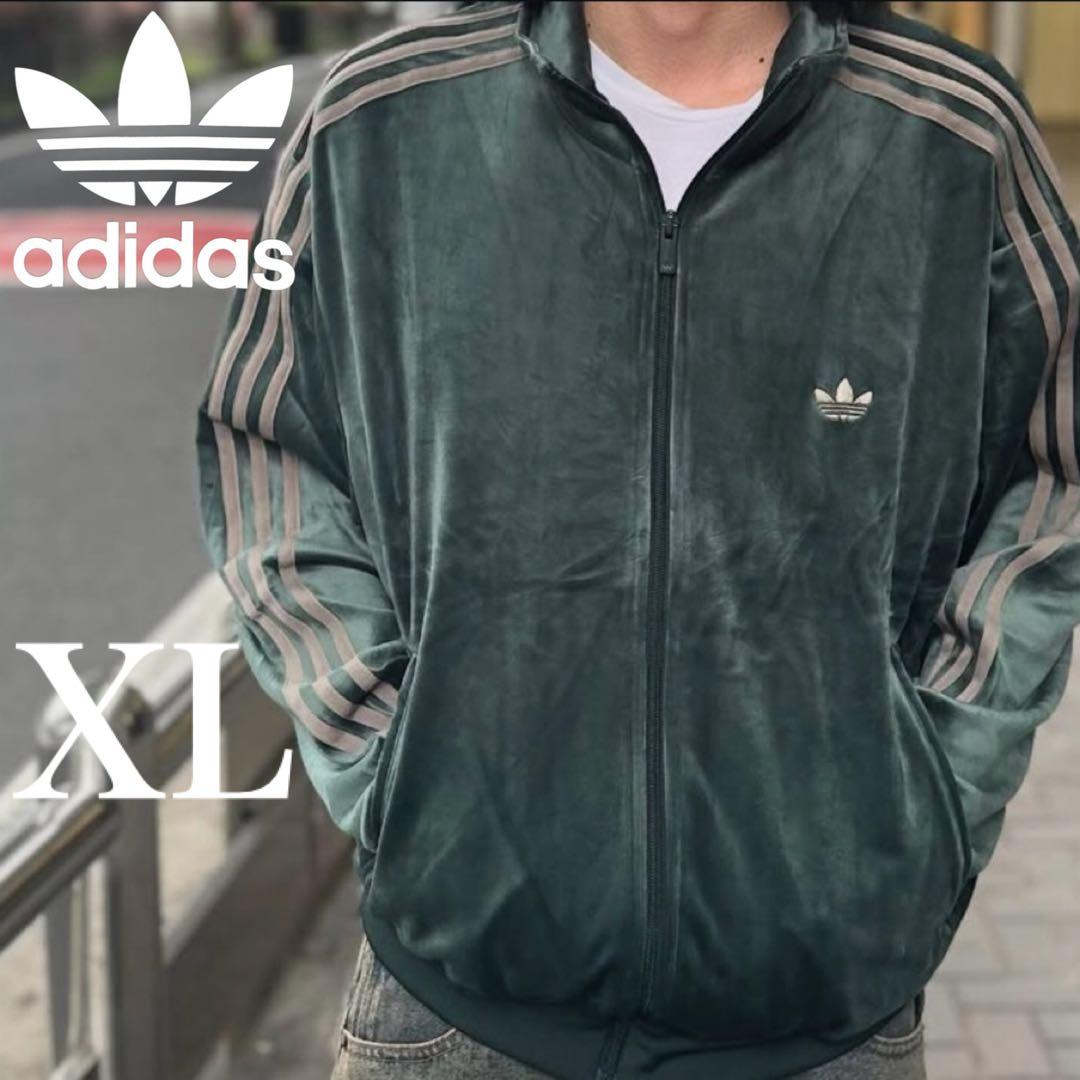 新品XL⭐️adidas ファイヤーバード ベロア トラックトップ グリーン