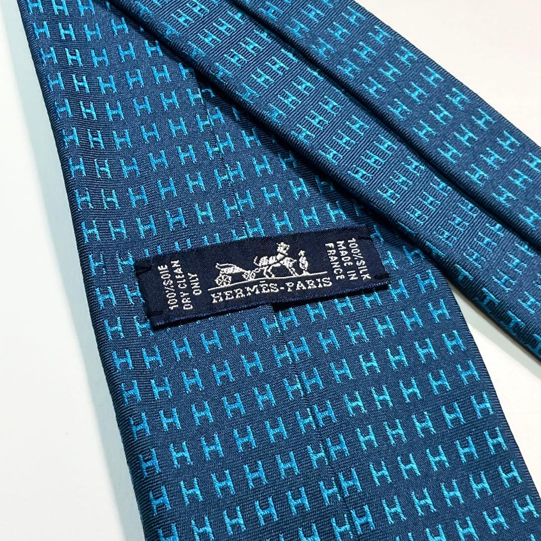 名作✨極美品✨HERMES エルメス　ネクタイ　高級シルク　ファソネ H柄