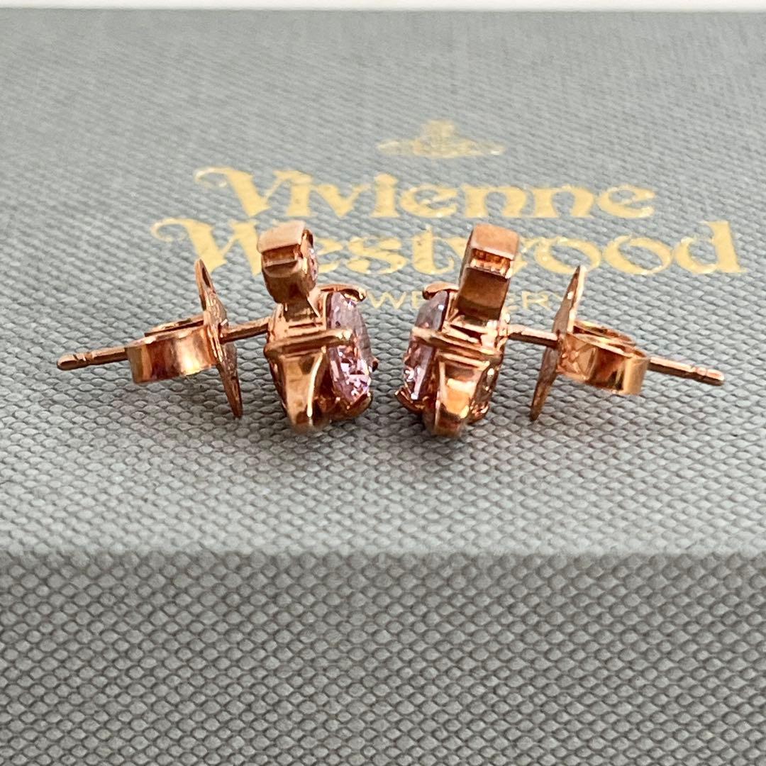 美品 ヴィヴィアンウエストウッド ピンクゴールド ピアス ストーン オーブ