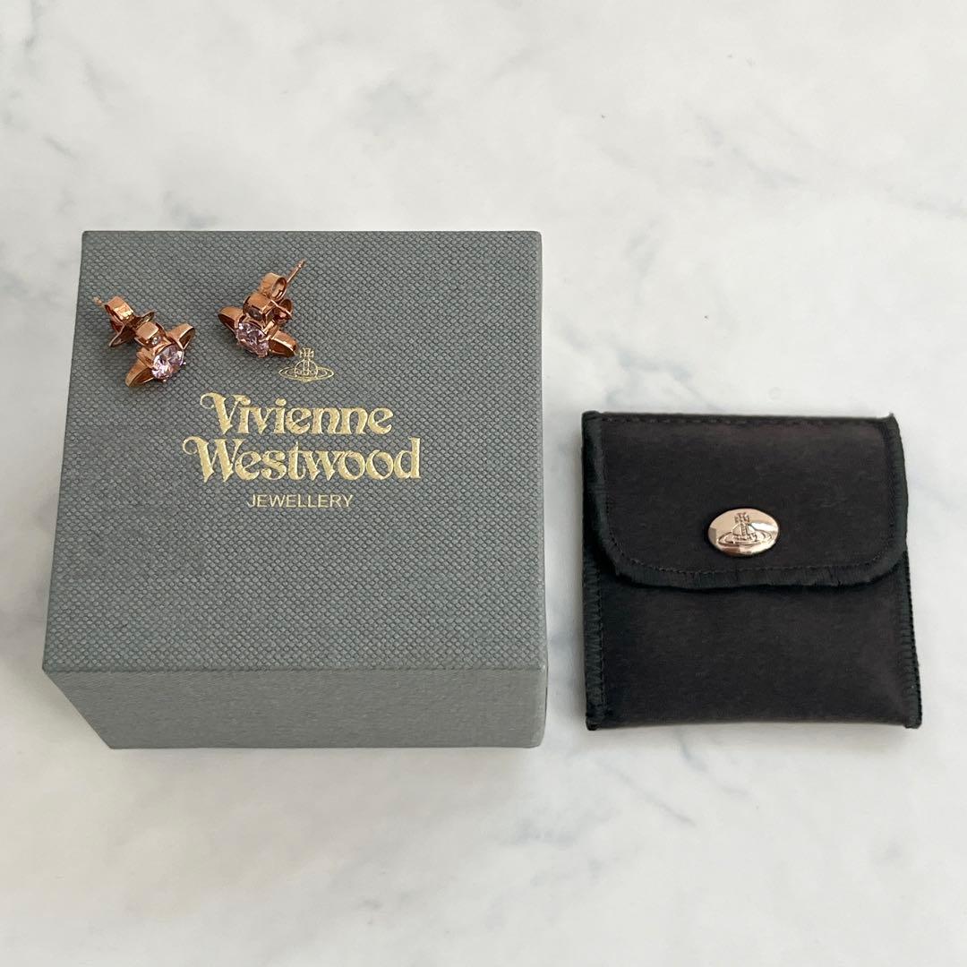 美品 ヴィヴィアンウエストウッド ピンクゴールド ピアス ストーン オーブ