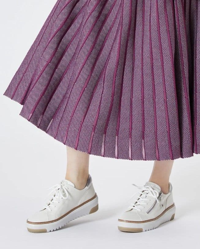 fitfit 新品24.5 ◆アウトステッチビューレザースニーカー(ホワイト)