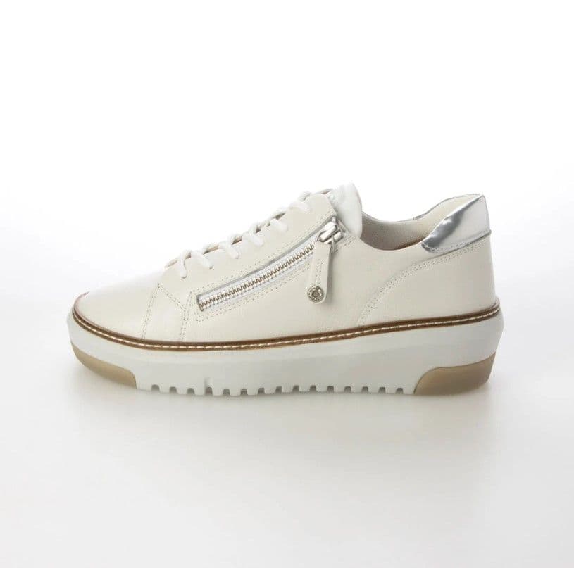 fitfit 新品24.5 ◆アウトステッチビューレザースニーカー(ホワイト)