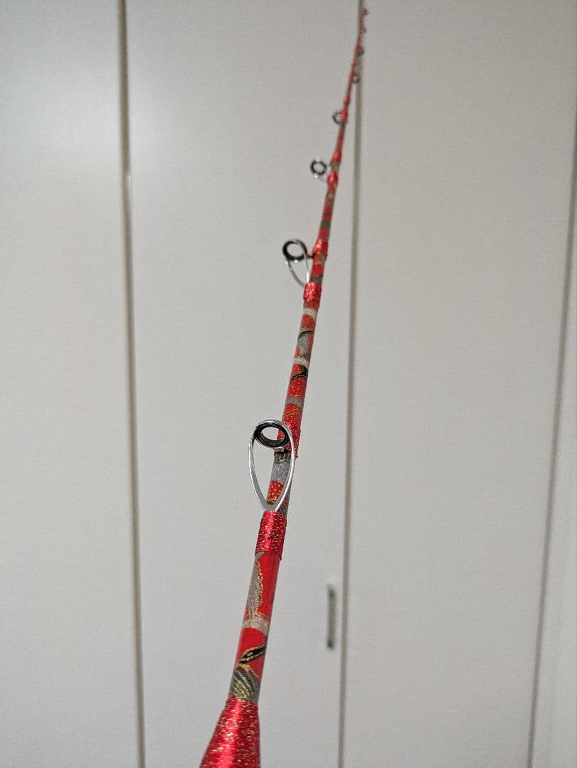 伊勢海老竿　穴釣り　テトラ釣り　布袋竹細め　和紙　　ハンドメイド　スパイラル