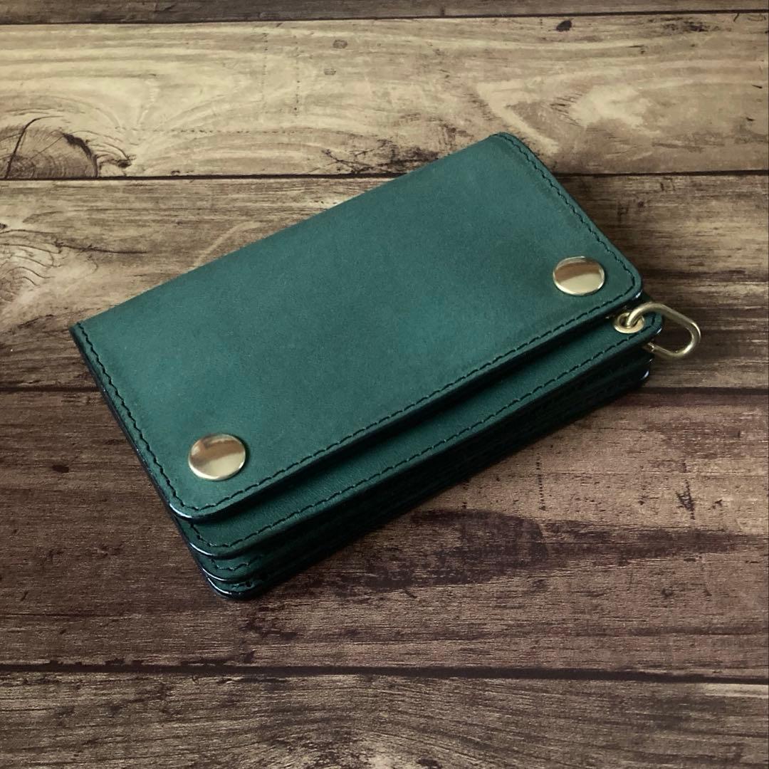 【BMX】ミドルトラッカーウォレット ダークグリーン【お札を折らずに収納】