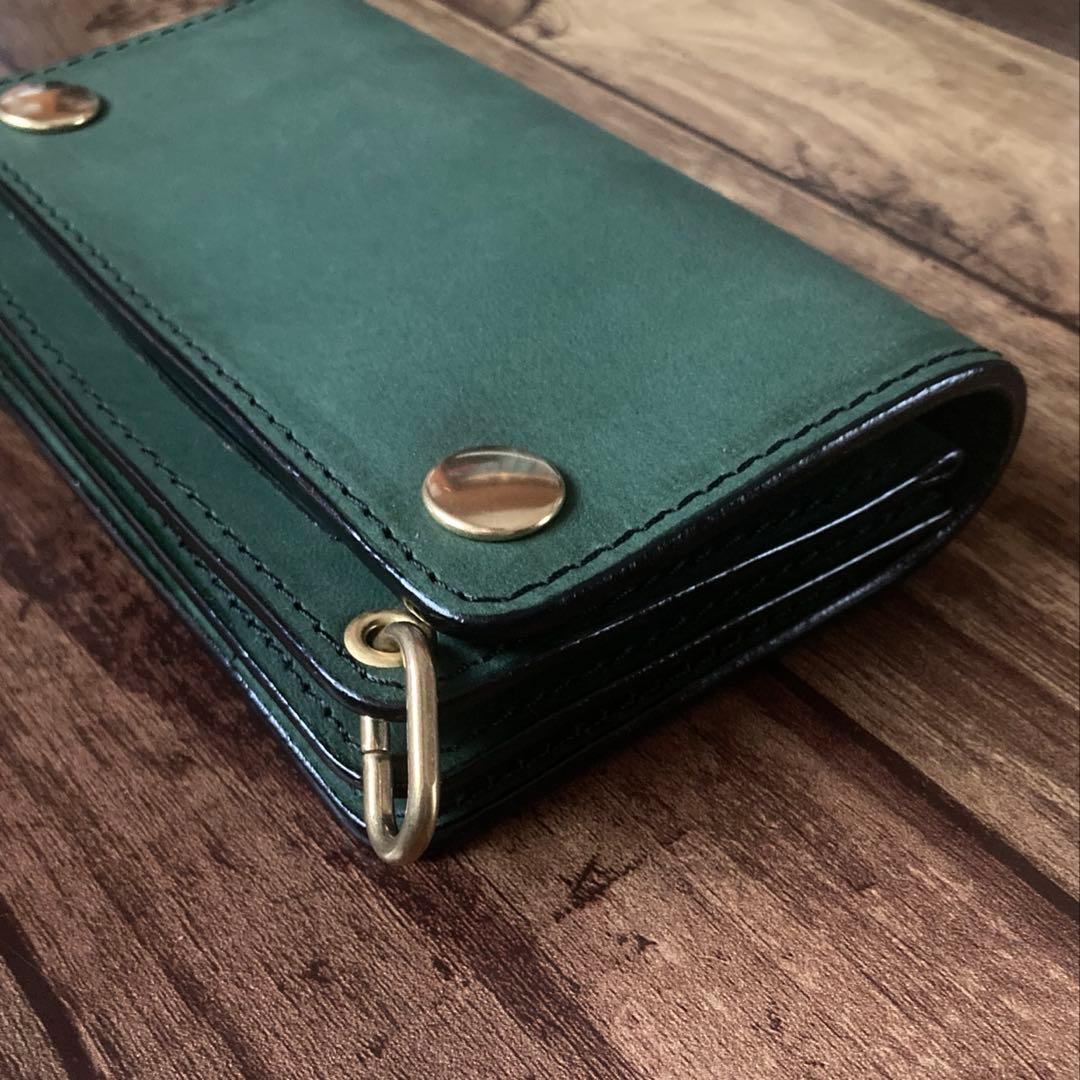 【BMX】ミドルトラッカーウォレット ダークグリーン【お札を折らずに収納】