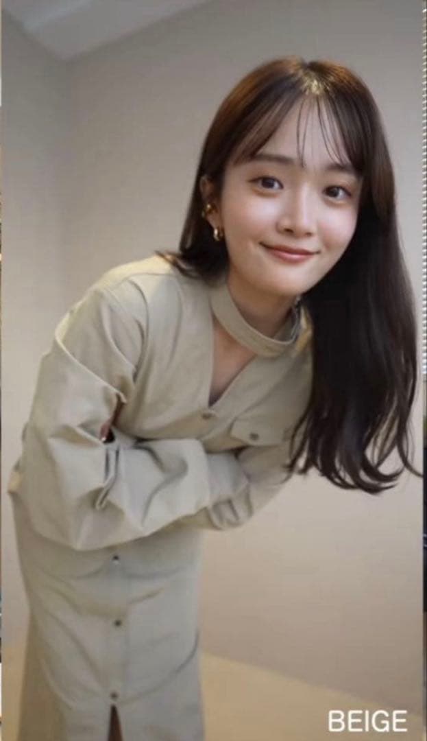 PINUE ピヌエ　Vネックシャツワンピース