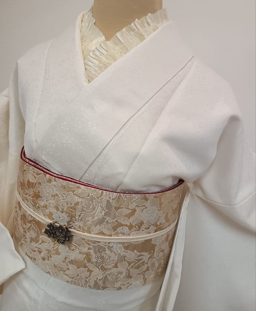 洗える色無地　花唐草地紋　ジャガード織　袷 Ｍサイズ