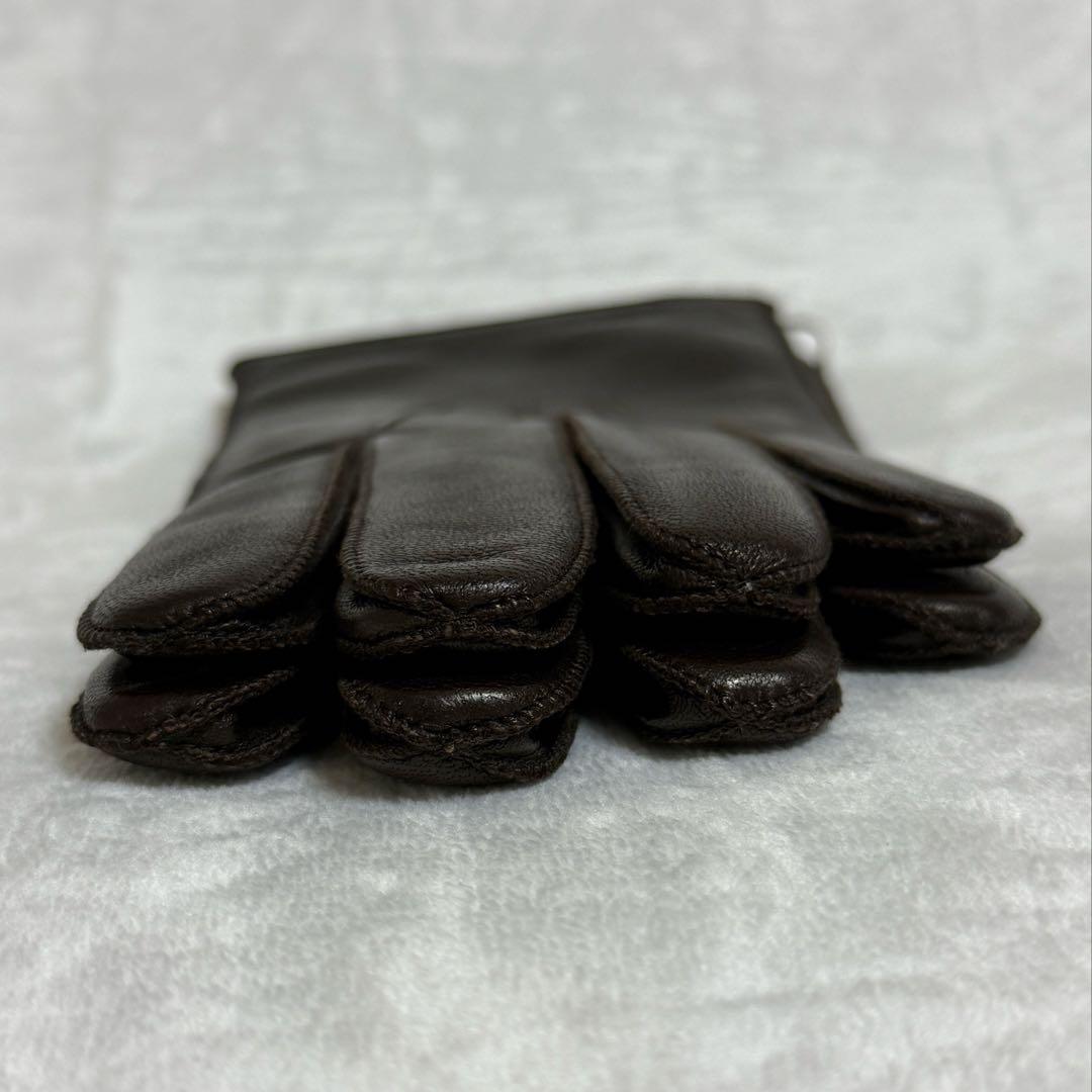 コーチ★手袋★ラムレザー×カシミヤ★濃茶色系★未使用タグ付き