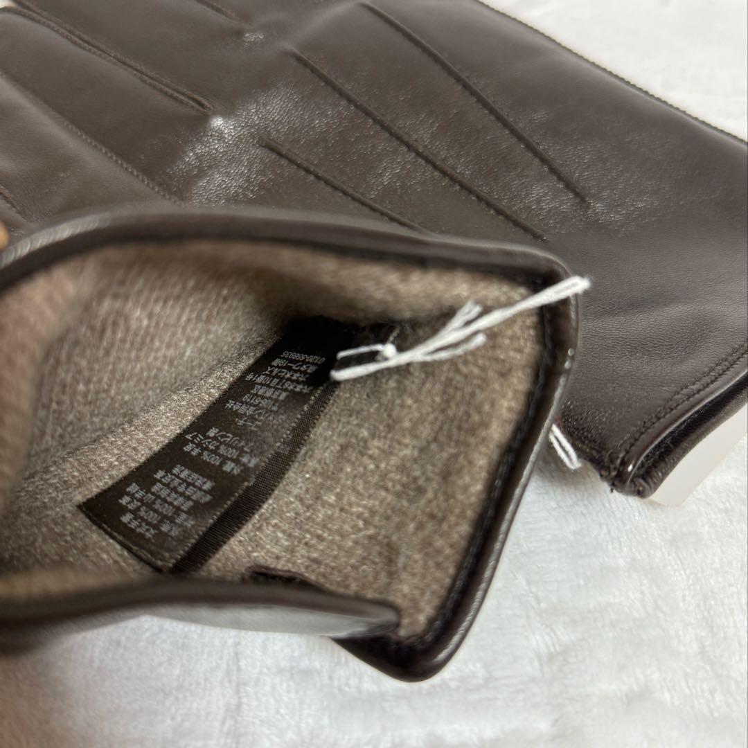 コーチ★手袋★ラムレザー×カシミヤ★濃茶色系★未使用タグ付き