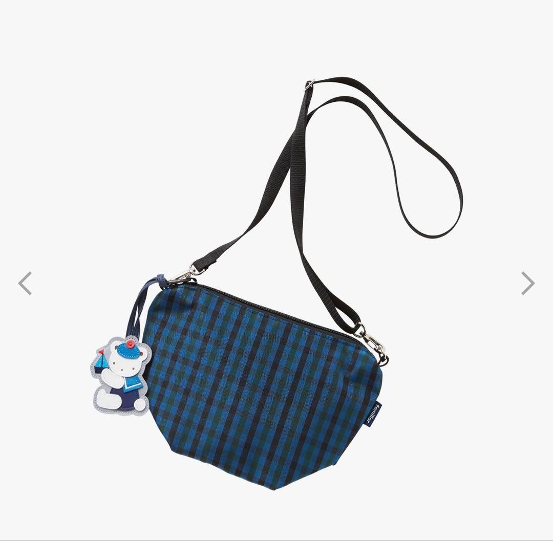 familiar 舟形ポシェット 青チェック ダグ付き新品未使用未開封
