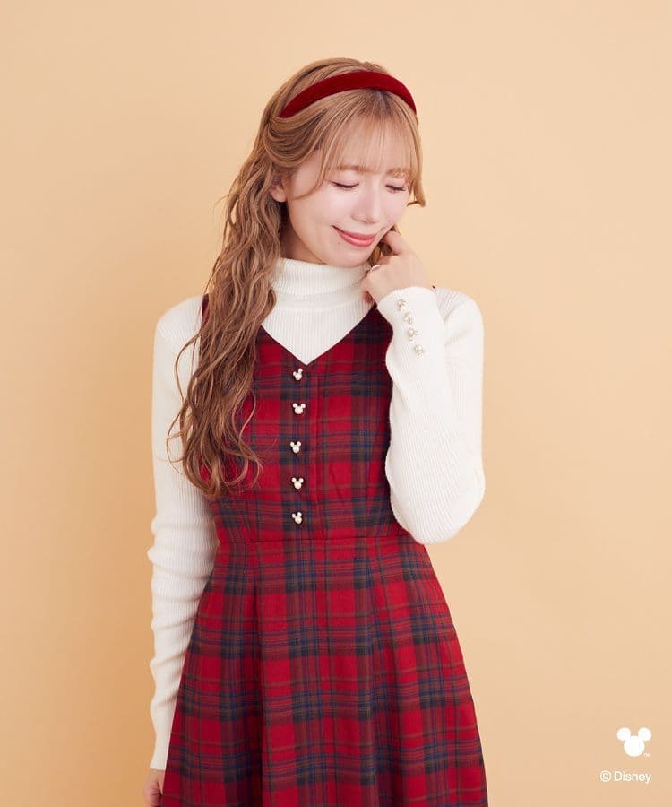 【最終価格】areeam ミッキーチェックジャンパースカート