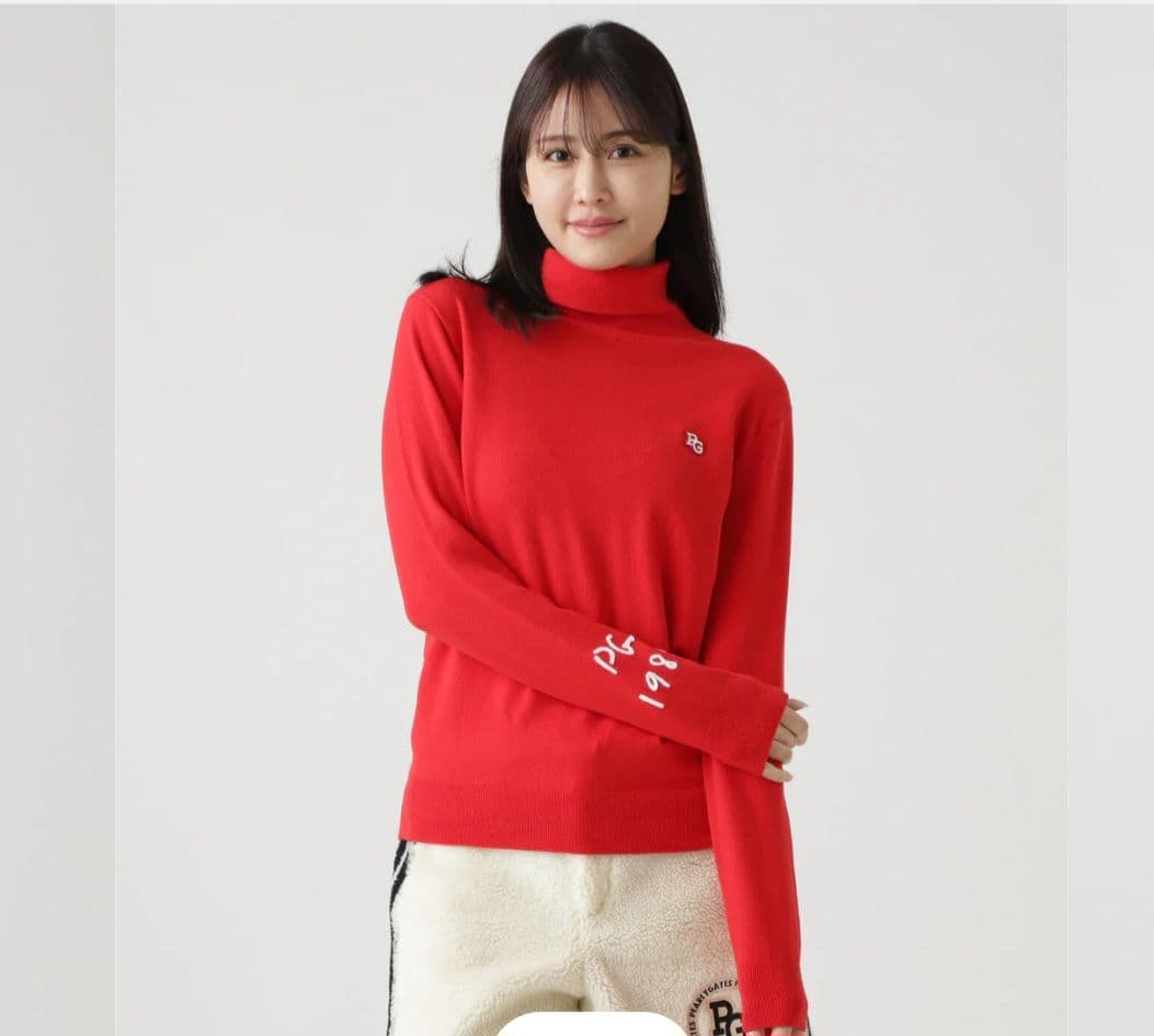 パーリーゲイツ　カシミヤタッチ　タートルネックニットプルオーバー