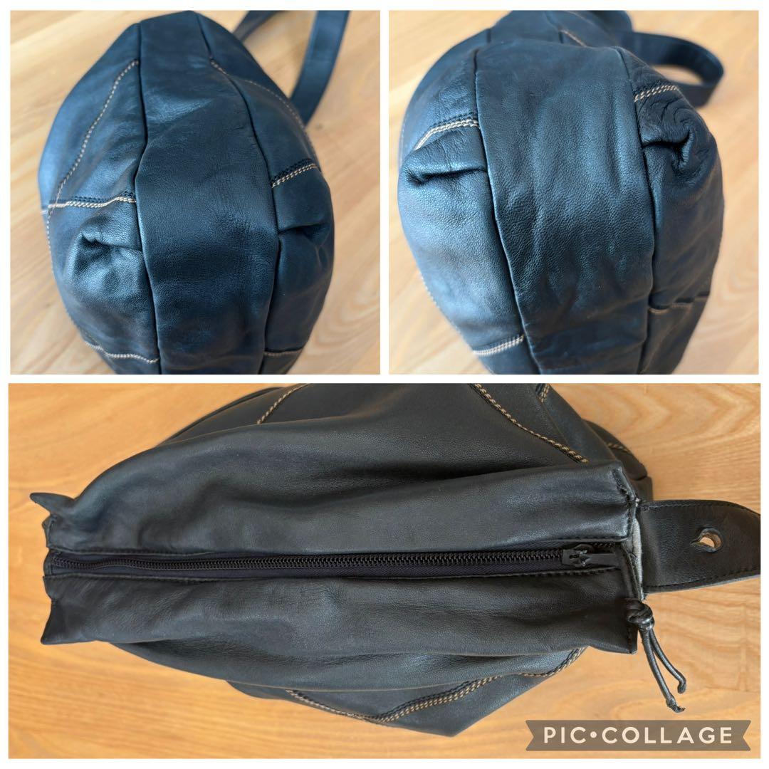 LOEWE クロスデザイン ステッチ ショルダーバッグ ハンドバッグ トート 黒