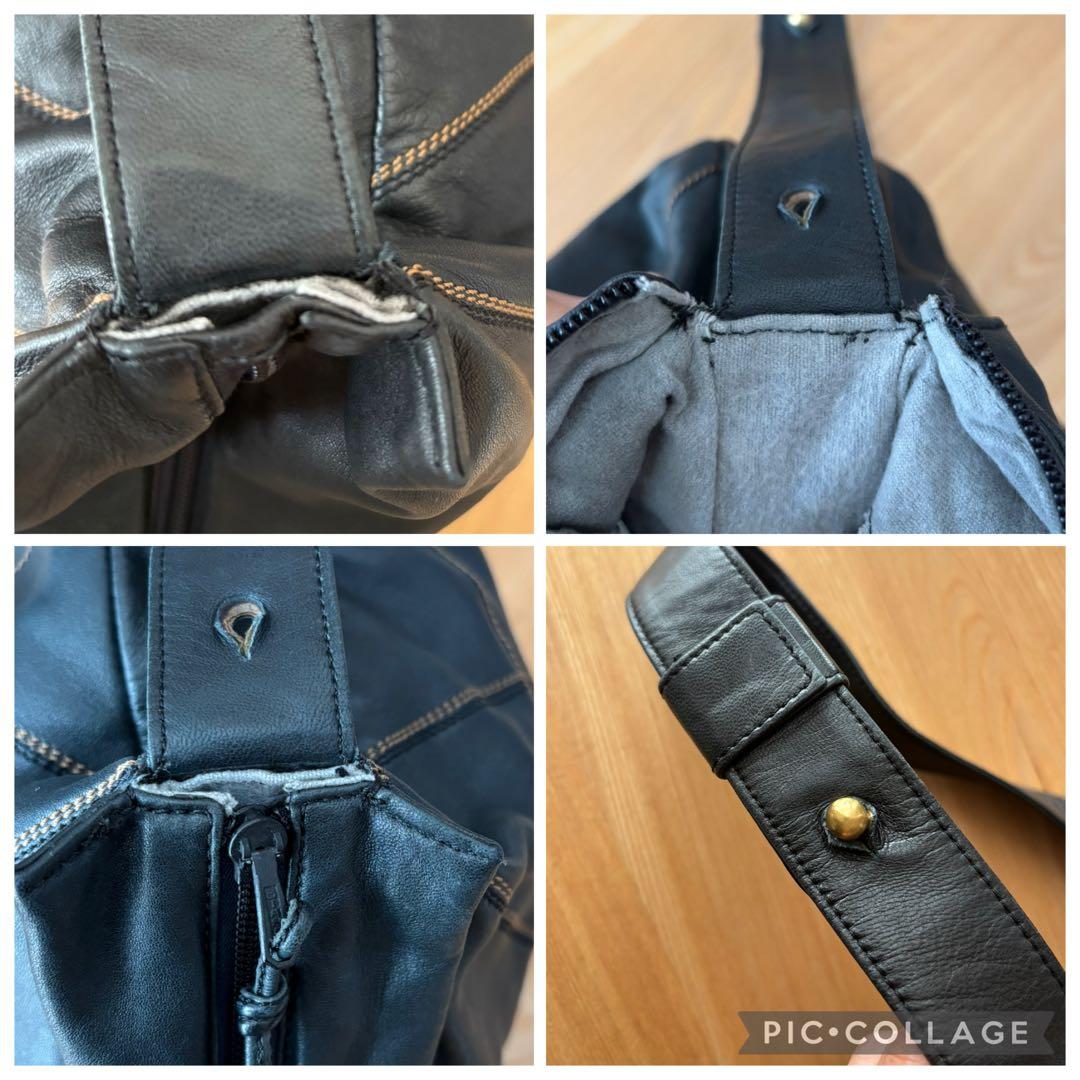 LOEWE クロスデザイン ステッチ ショルダーバッグ ハンドバッグ トート 黒