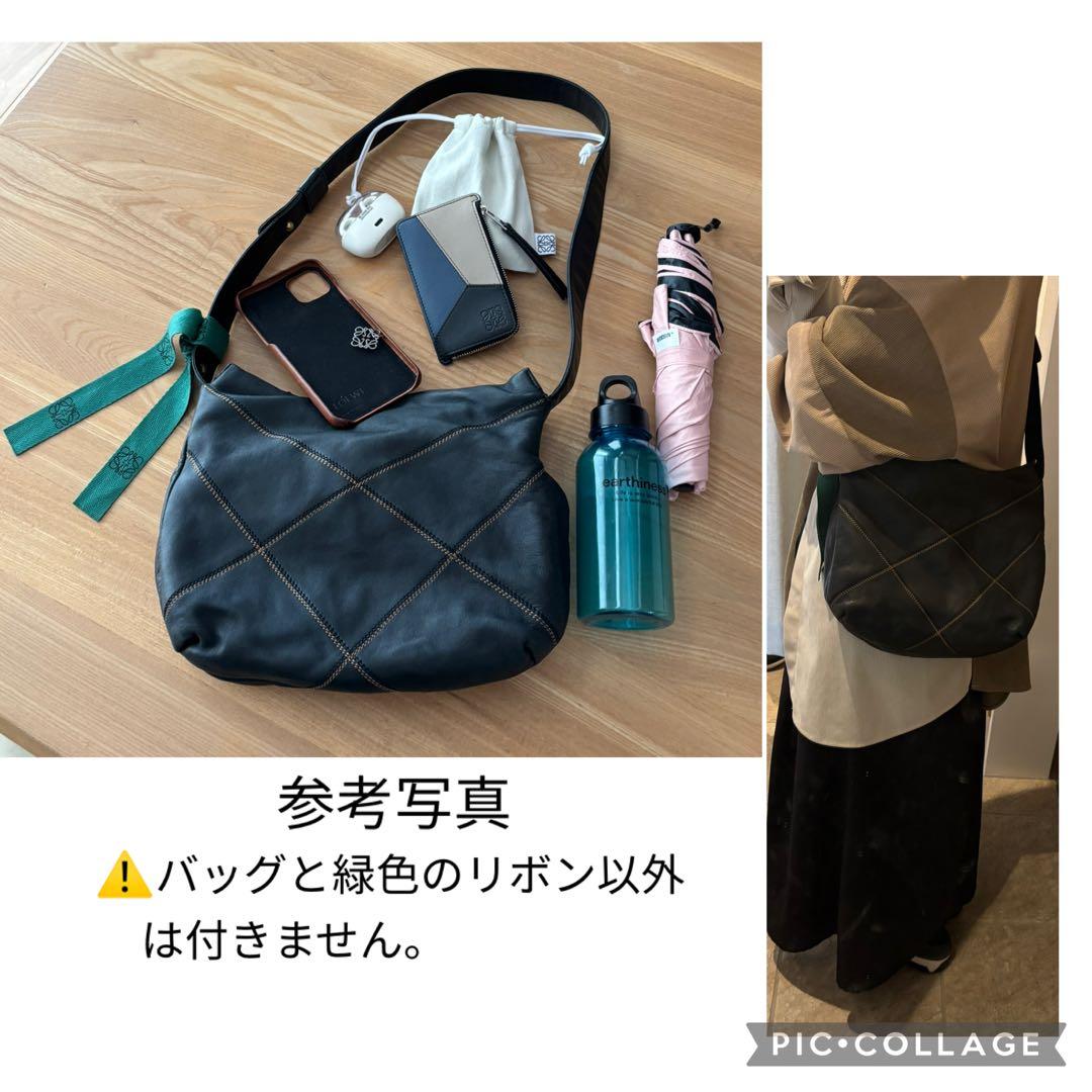 LOEWE クロスデザイン ステッチ ショルダーバッグ ハンドバッグ トート 黒