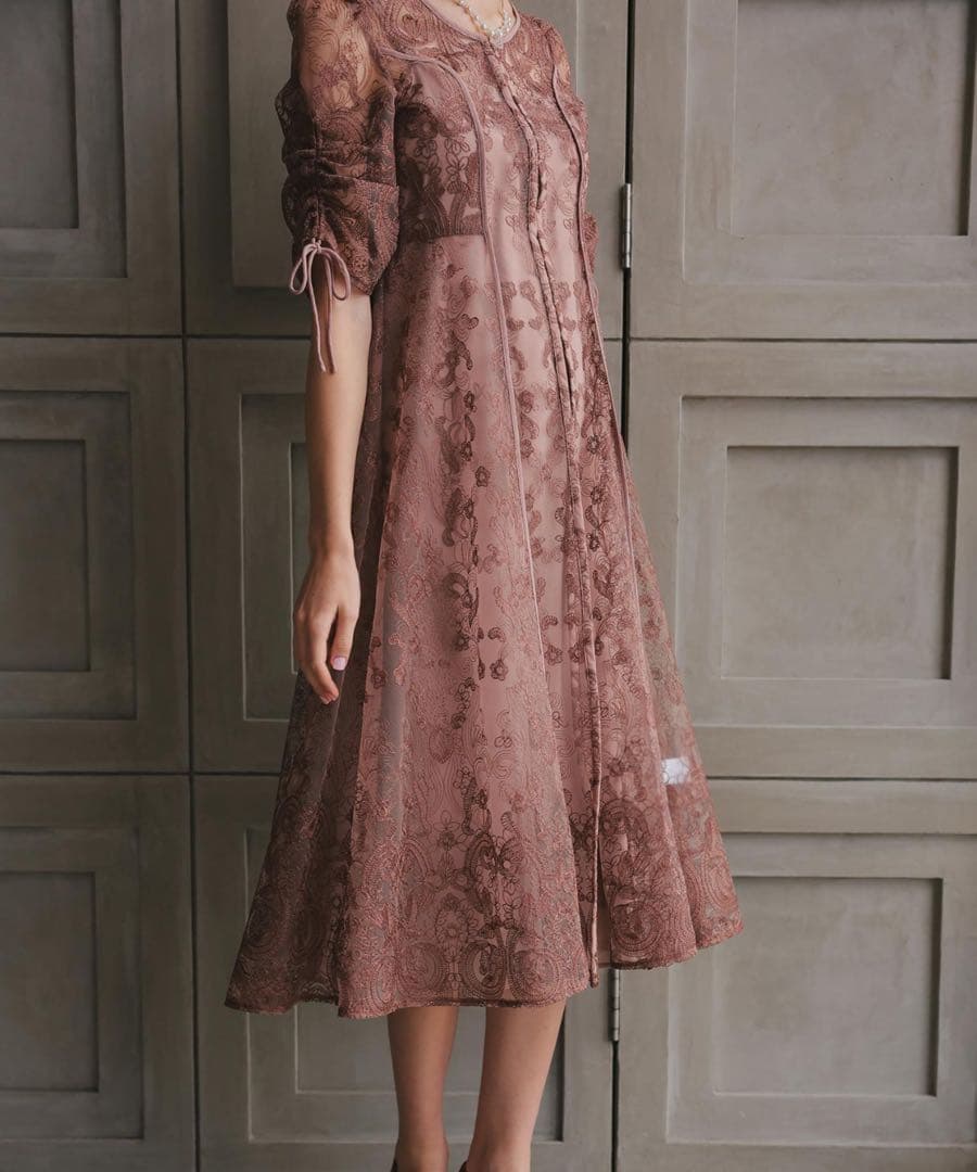 カ★新品★ドリードール　刺繍レースロングカーデキャミワンピセットドレス