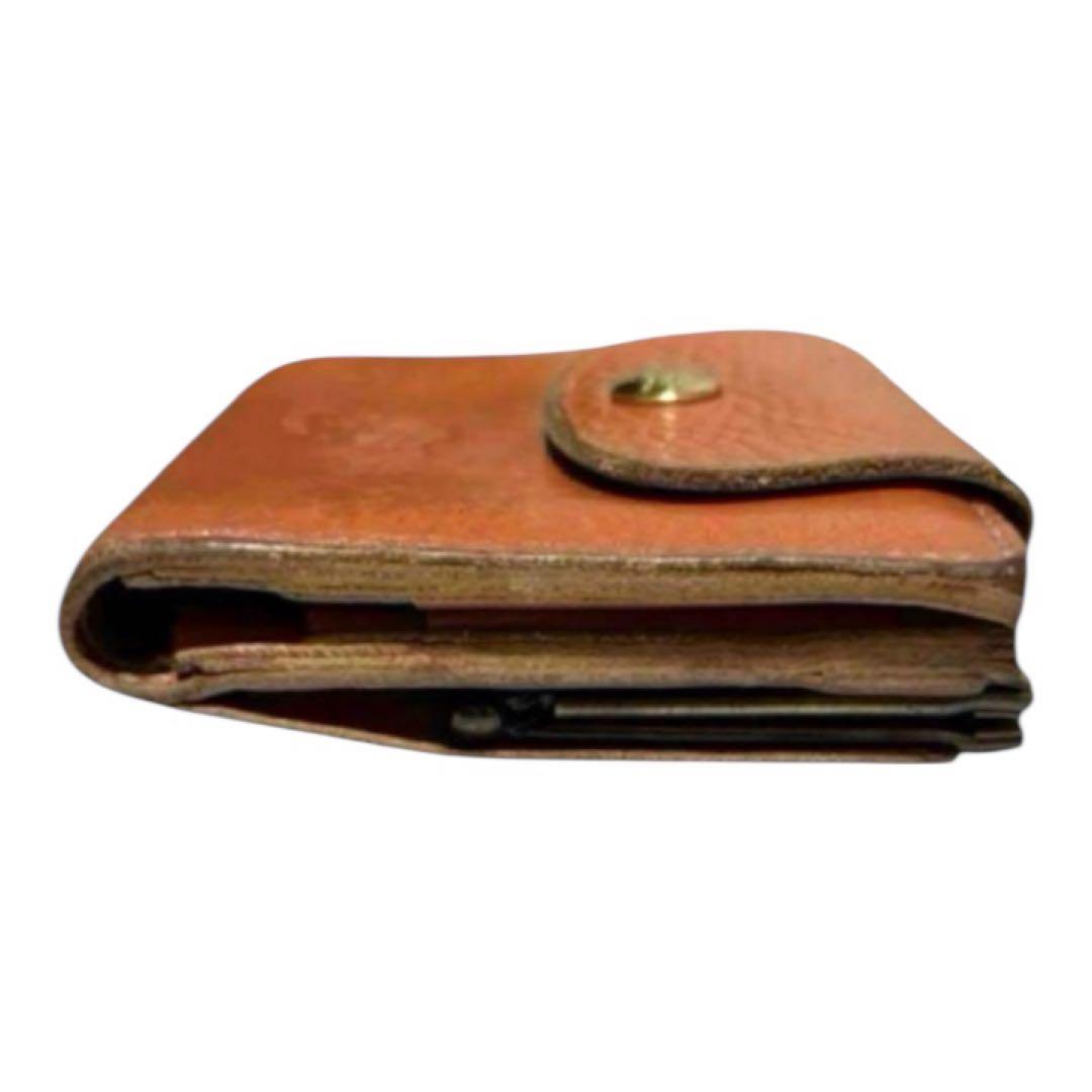 人気　イルビゾンテ　折り財布　がま口　レザー　ライトブラウン　フラップ　保護袋