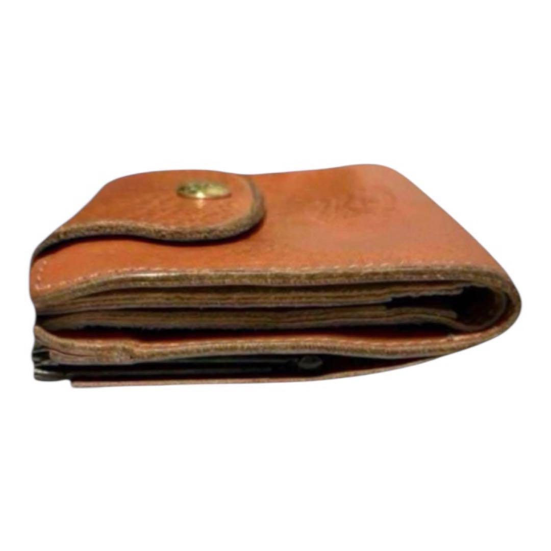 人気　イルビゾンテ　折り財布　がま口　レザー　ライトブラウン　フラップ　保護袋