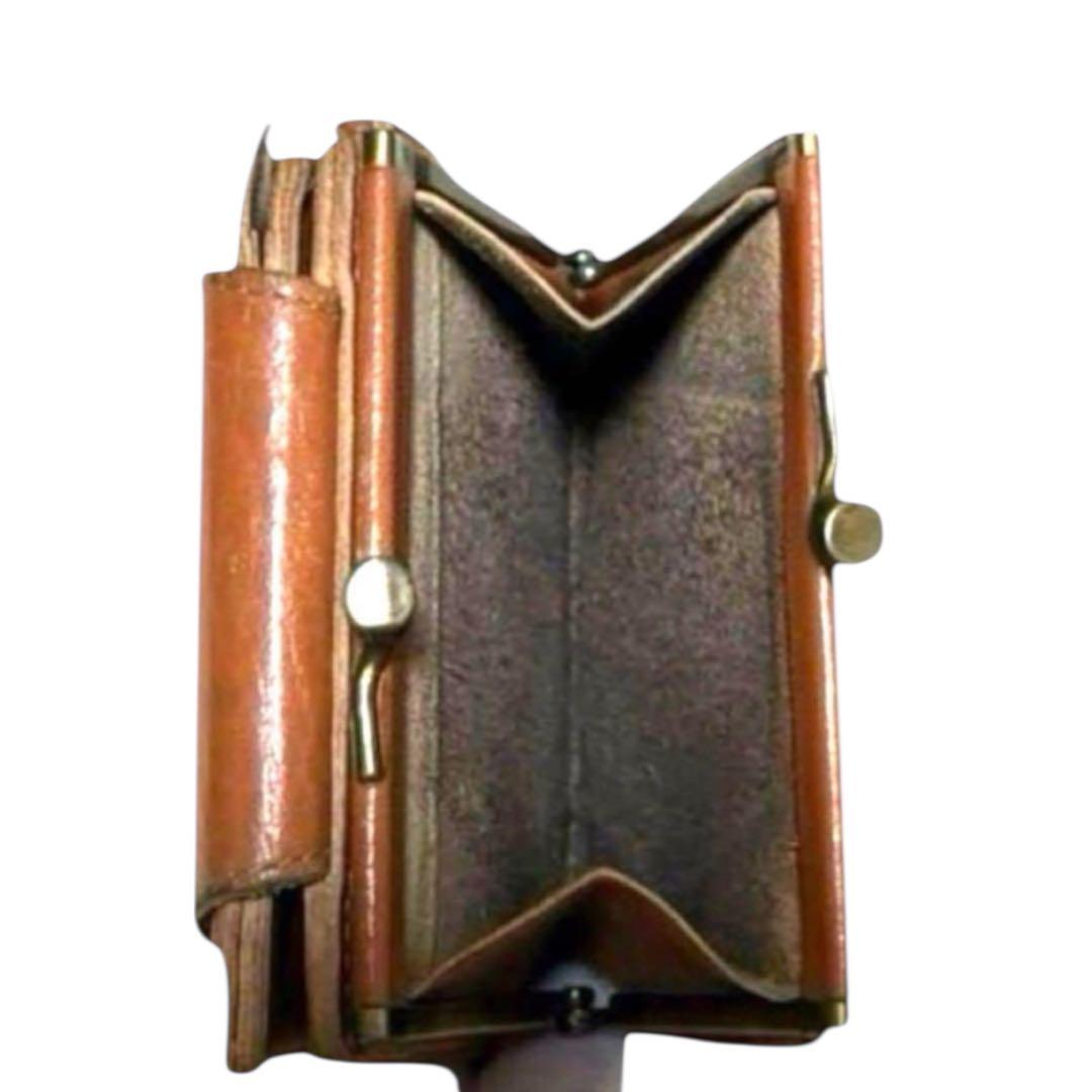 人気　イルビゾンテ　折り財布　がま口　レザー　ライトブラウン　フラップ　保護袋