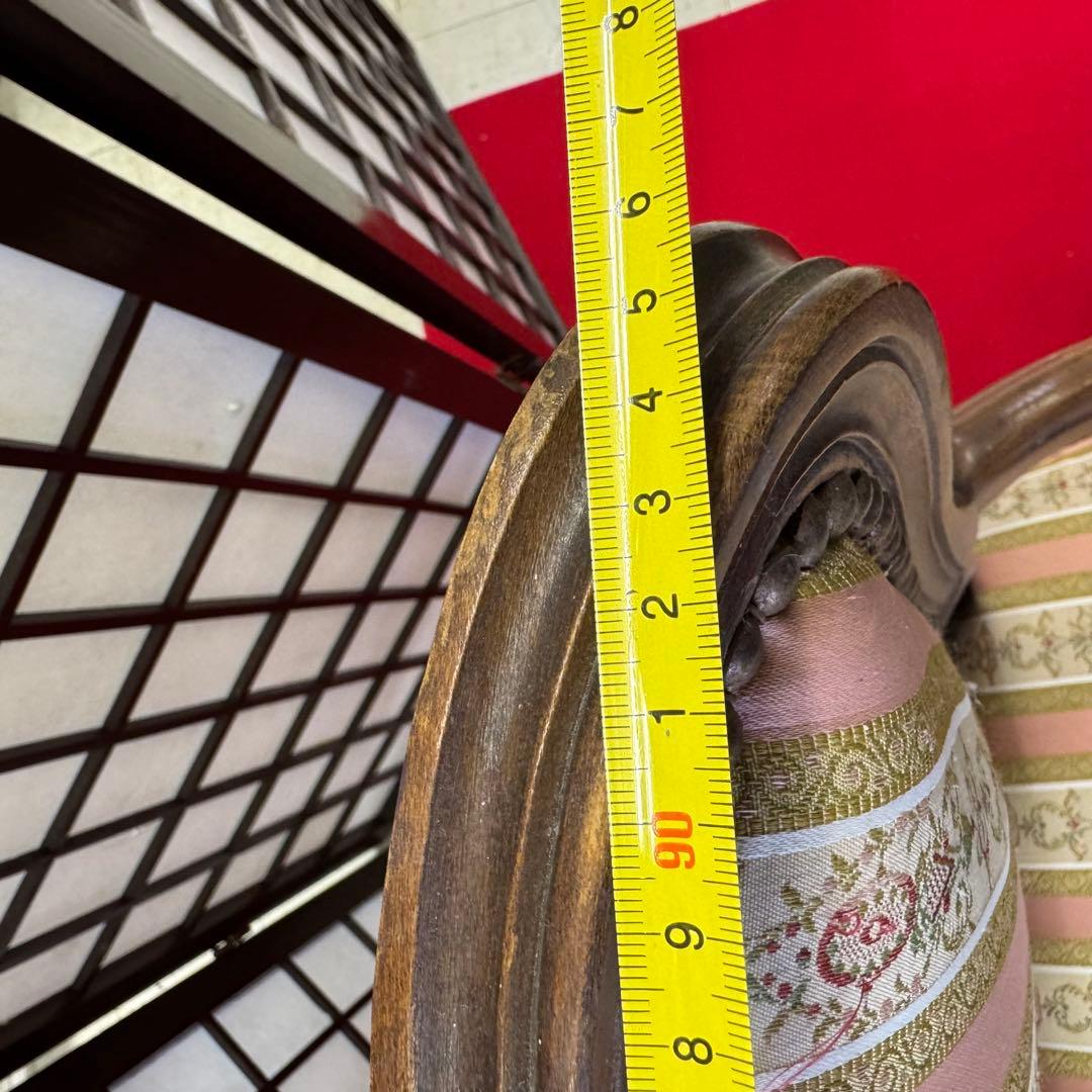 院*長様 アンティーク　二人掛け　猫脚　アームチェア　クラシック ストライプ イ