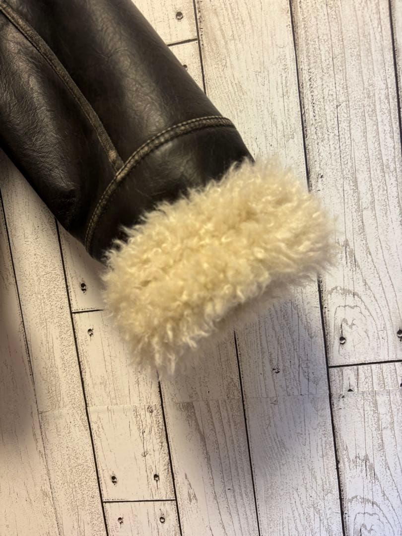 MURUA アンイーブンショートフェイクムートンジャケット ブラウン