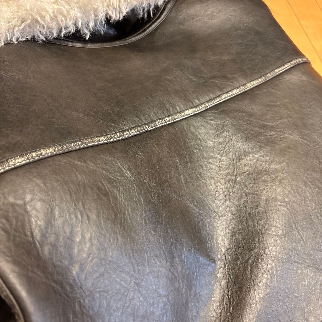 MURUA アンイーブンショートフェイクムートンジャケット ブラウン