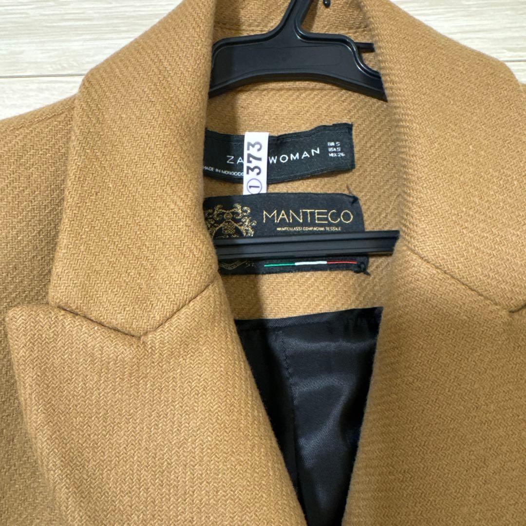 美品2回着用のみZARA×MANTECOウール混ダブルチェスターコート キャメル