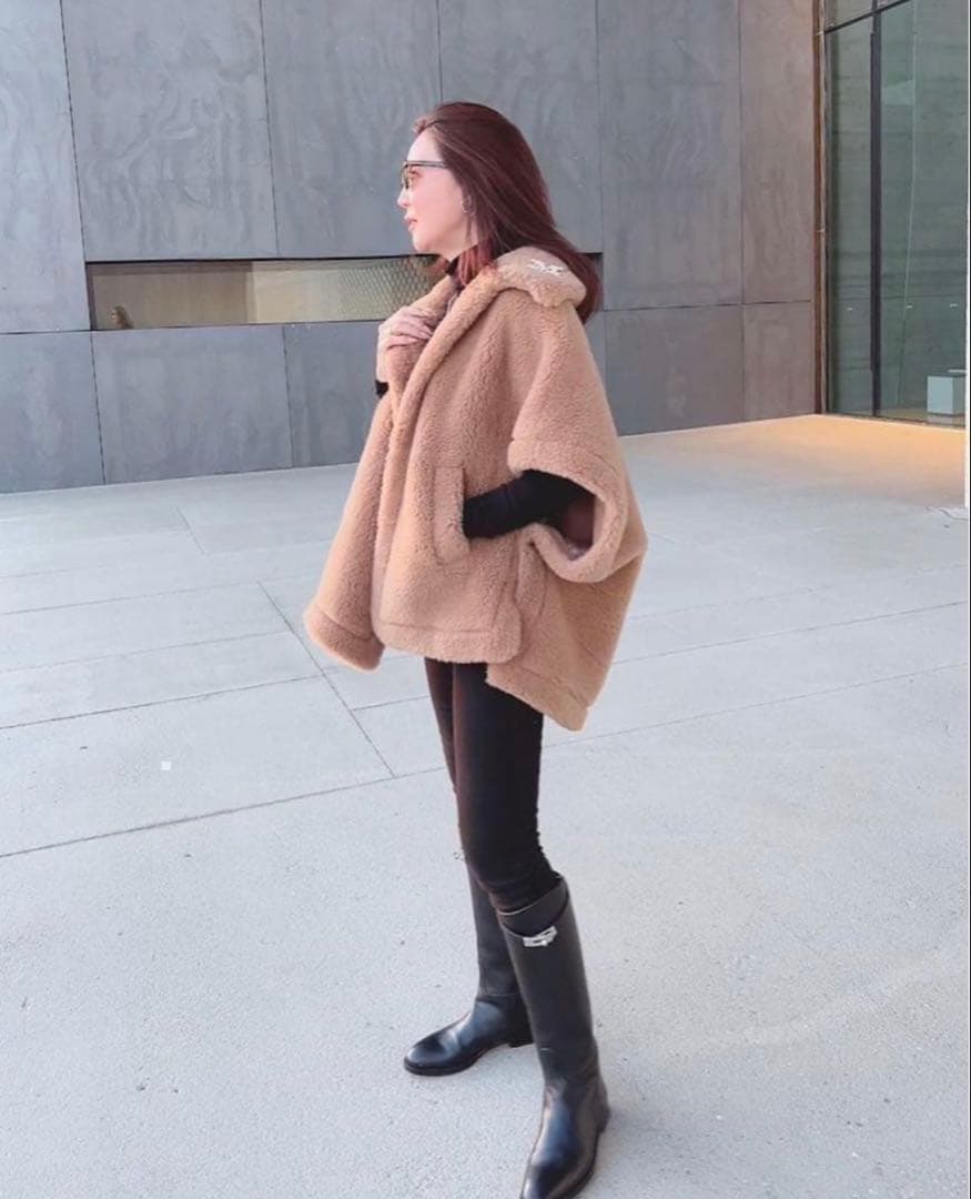 テディベアケープ　アルパカ素材　ライトブラウン