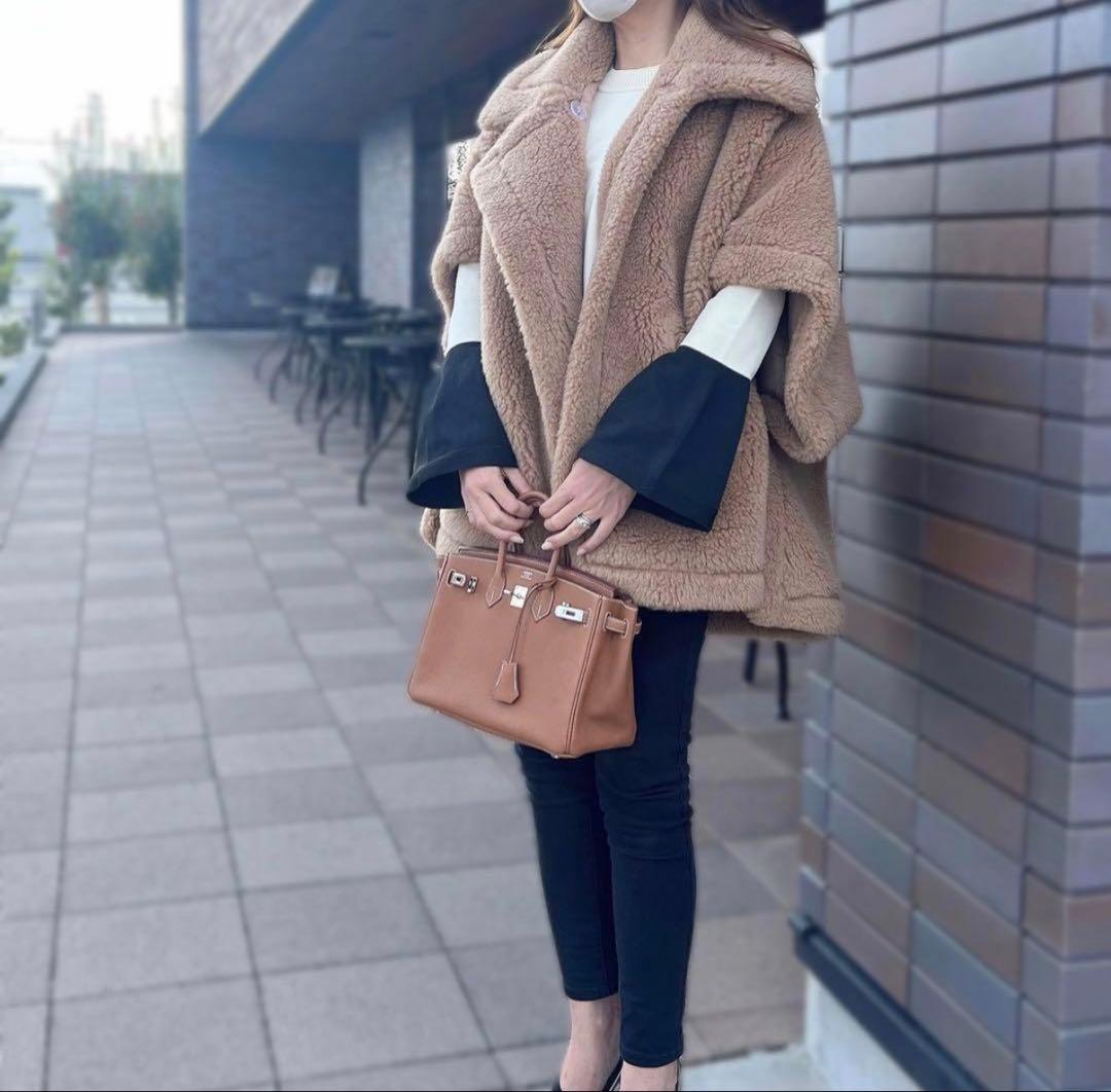 テディベアケープ　アルパカ素材　ライトブラウン