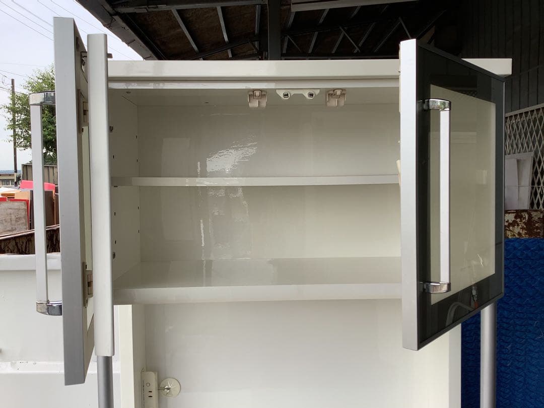 シギヤマ家具 キッチンボード レンジボード サンモア 幅80cm スライド棚有★