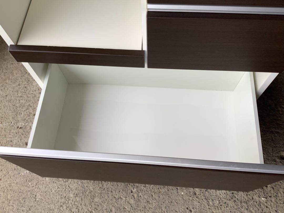 シギヤマ家具 キッチンボード レンジボード サンモア 幅80cm スライド棚有★