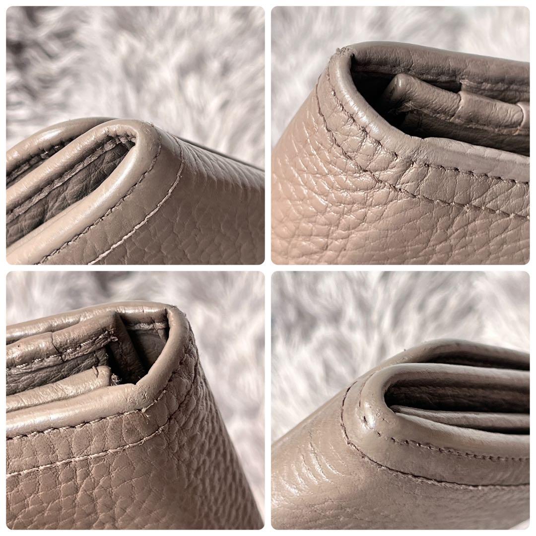 良品✨PRADA 長財布　メタルロゴ　長財布　シボレザー　グレージュ
