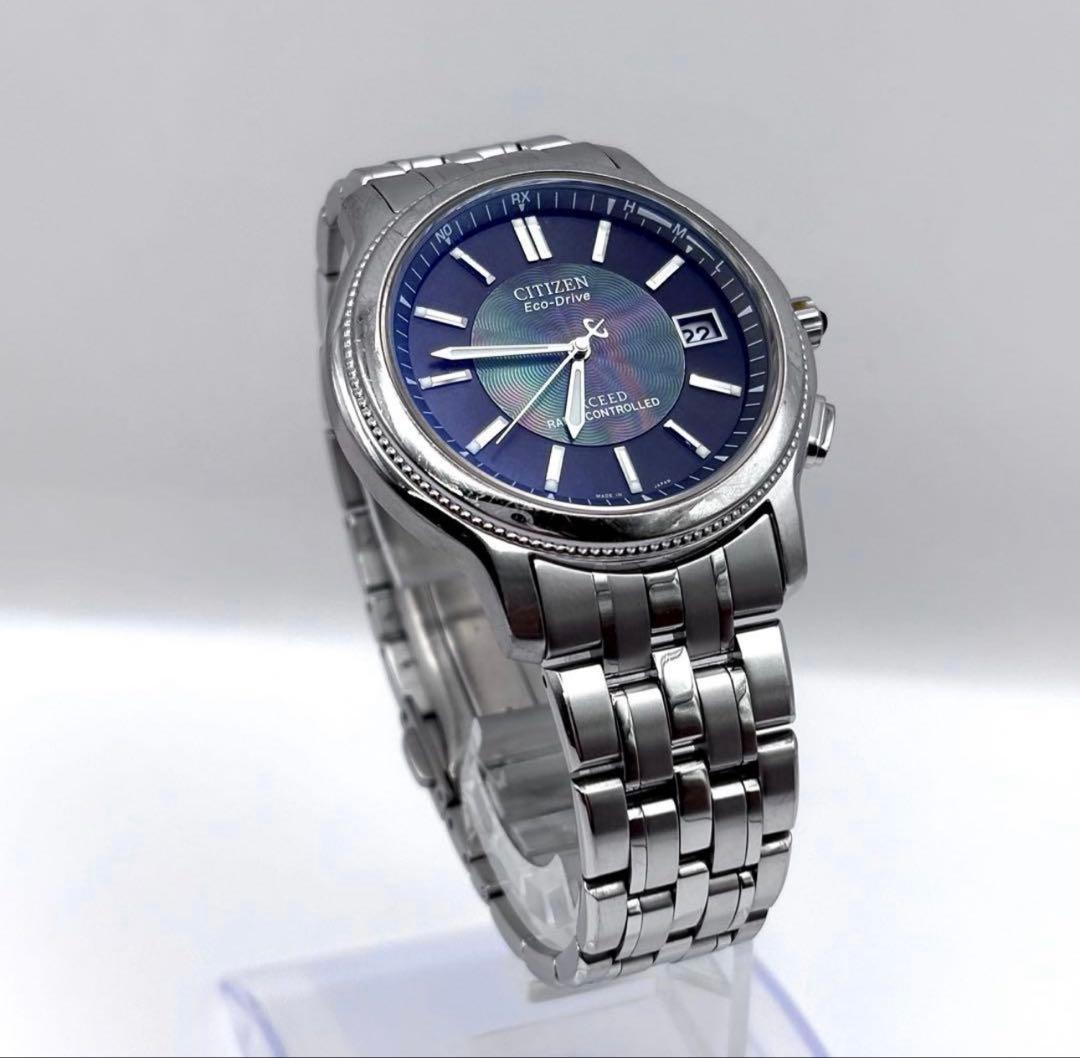 美品 CITIZEN エクシード チタン 電波ソーラー シェル文字盤 メンズ