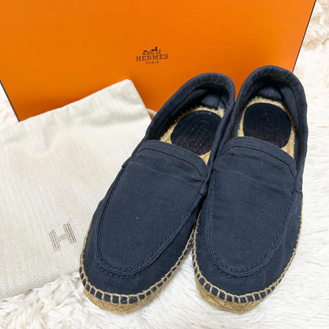 【良品】HERMES エルメス エスパドリーユ フラットシューズ