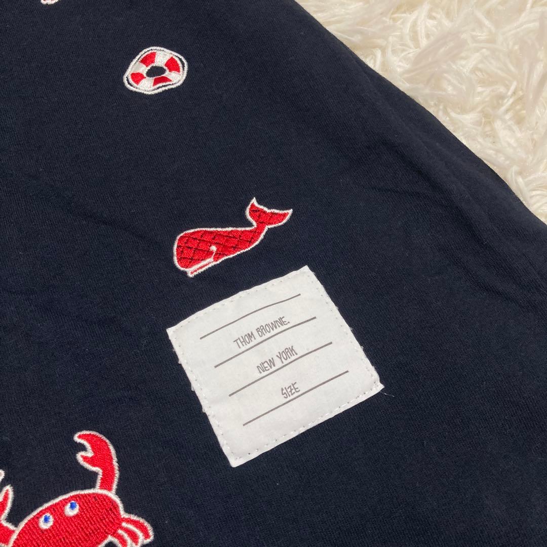 専用THOM BROWNE クジラ柄Tシャツ ネイビー L イラスト 海 鯨