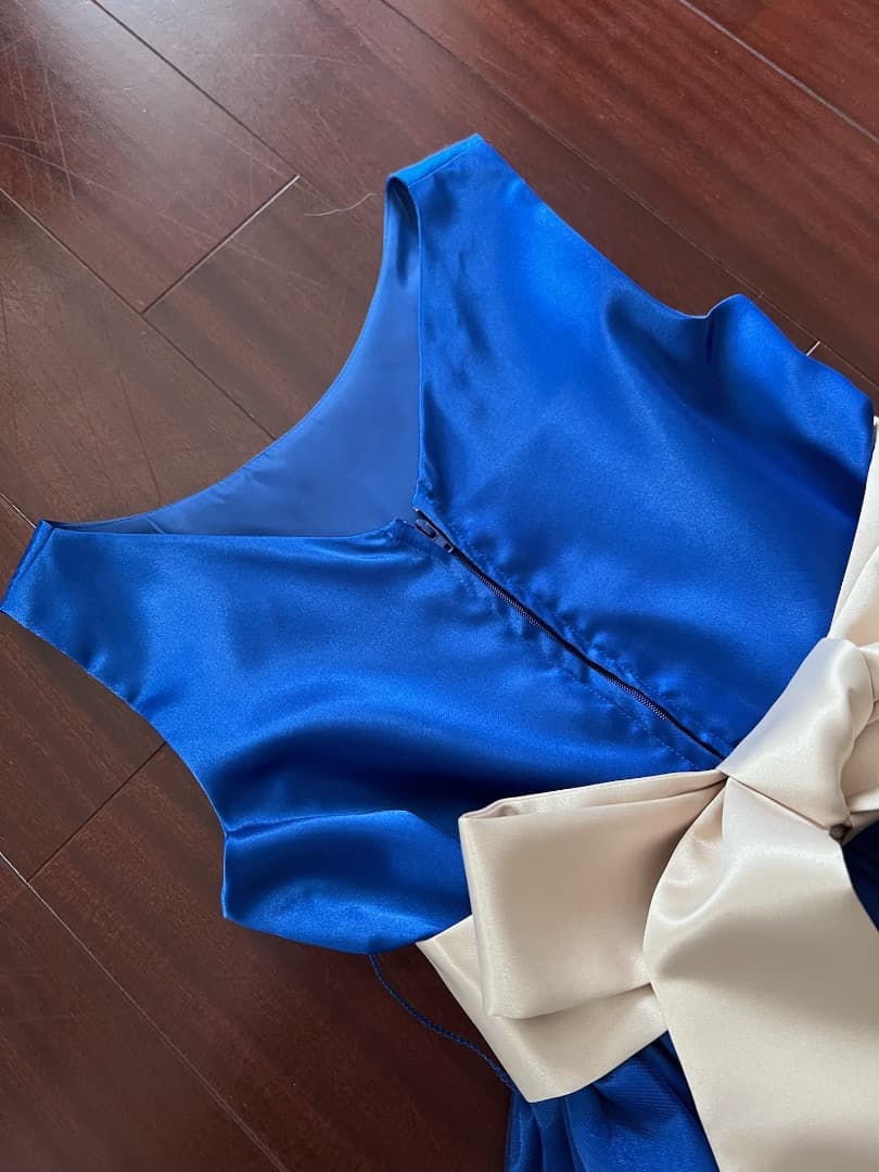 【美品】ジュニアドレス　ピアノ発表会ドレス　160cm ロイヤルブルー　青い鳥