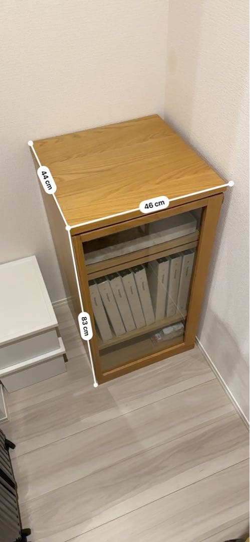 か*け様 値下交渉コメント下さい 無印良品　木製キャビネット　ガラス扉　スリム