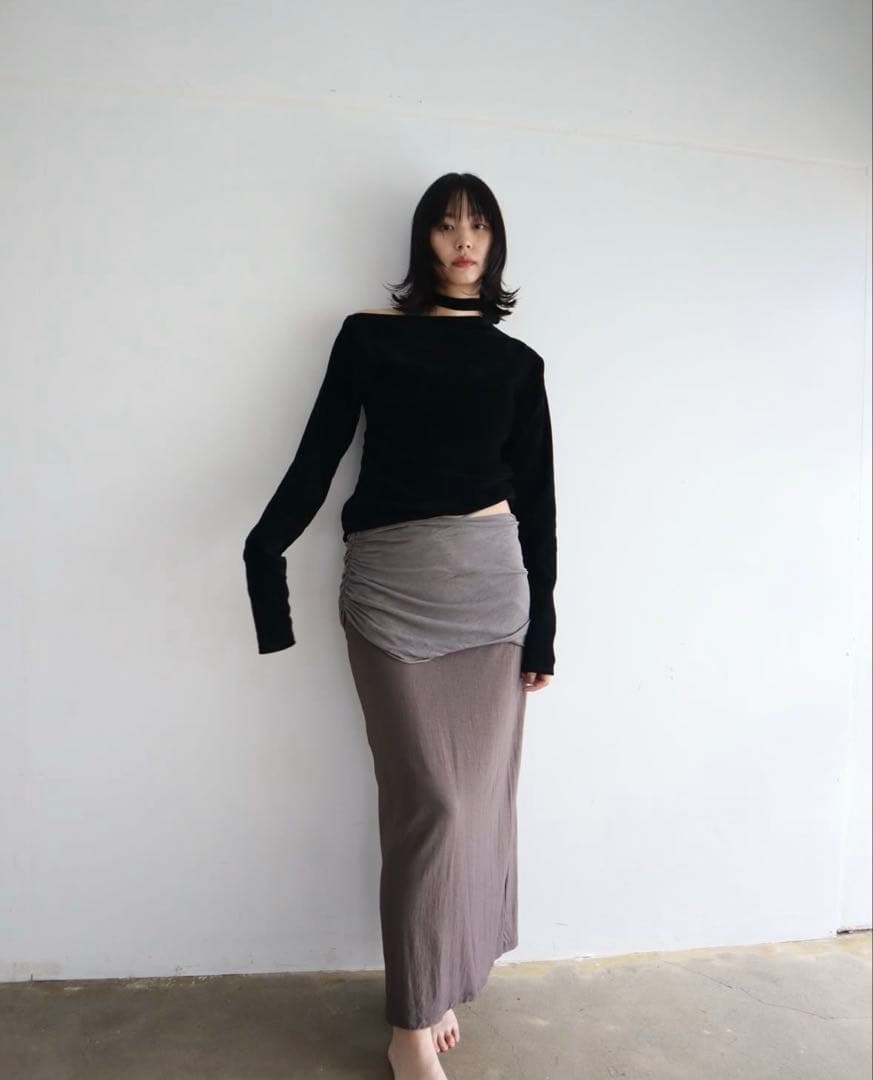 トップス CONSISTER VELOUR TIE TOP