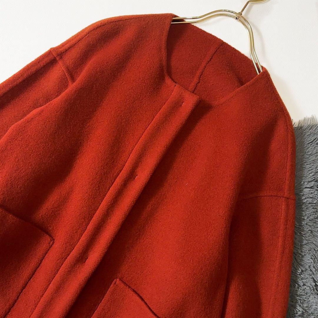 新品タグ付ꕥエストネーション ダブルフェイスノーカラーショートコート ノーカラー