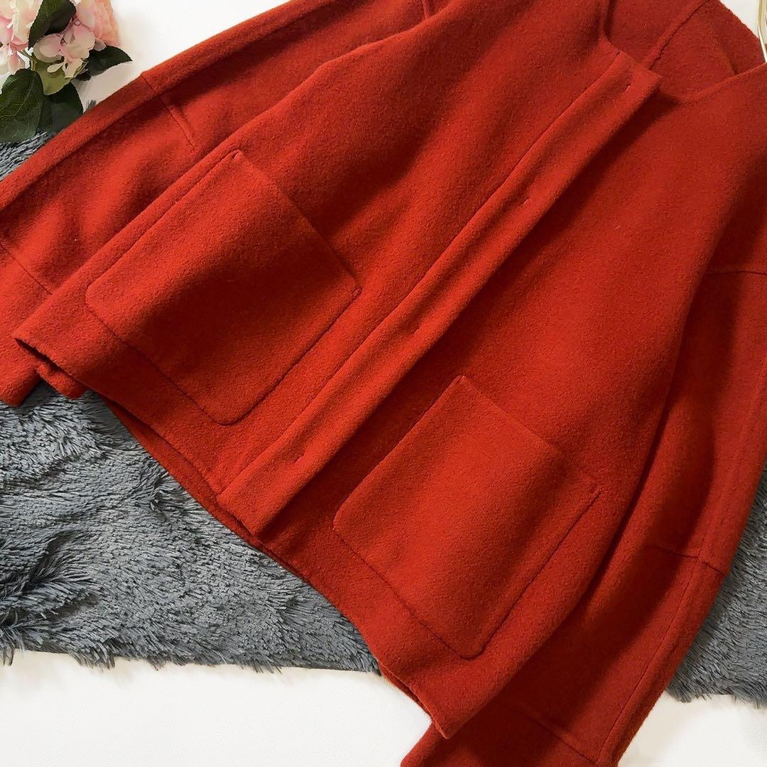 新品タグ付ꕥエストネーション ダブルフェイスノーカラーショートコート ノーカラー