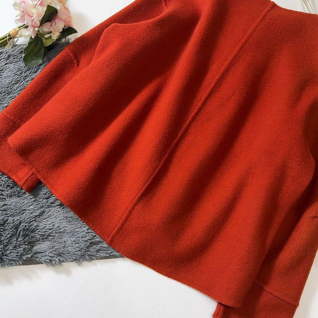 新品タグ付ꕥエストネーション ダブルフェイスノーカラーショートコート ノーカラー