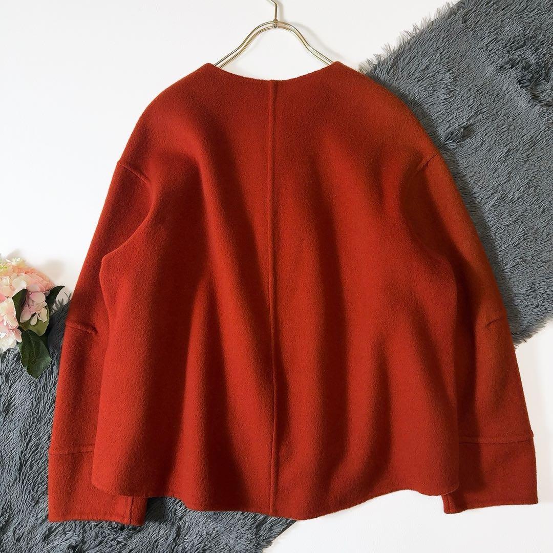 新品タグ付ꕥエストネーション ダブルフェイスノーカラーショートコート ノーカラー