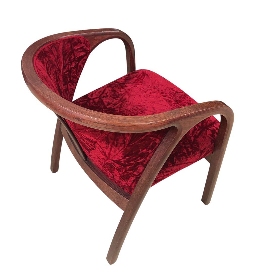 天童木工 アームチェア 曲げ木 ベロア生地 ヴィンテージ・アンティーク家具