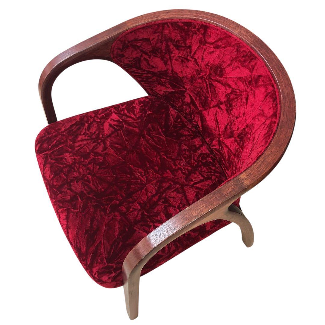 天童木工 アームチェア 曲げ木 ベロア生地 ヴィンテージ・アンティーク家具