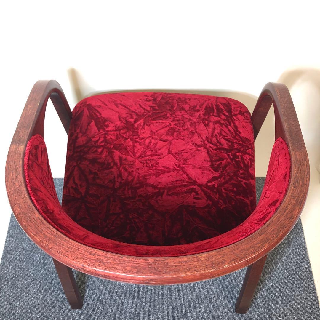 天童木工 アームチェア 曲げ木 ベロア生地 ヴィンテージ・アンティーク家具